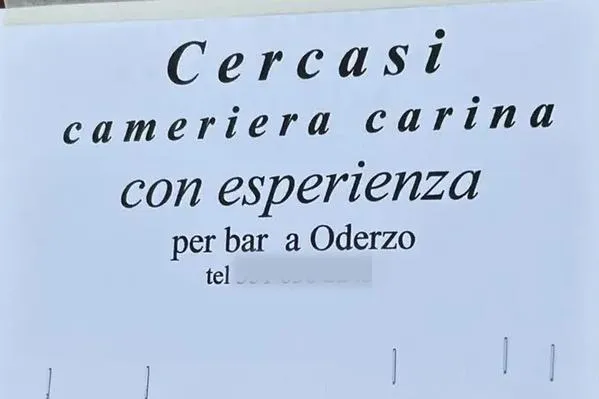 Annuncio di Lavoro 'Cameriera Carina': Polemiche e Riflessione Sociale a Oderzo