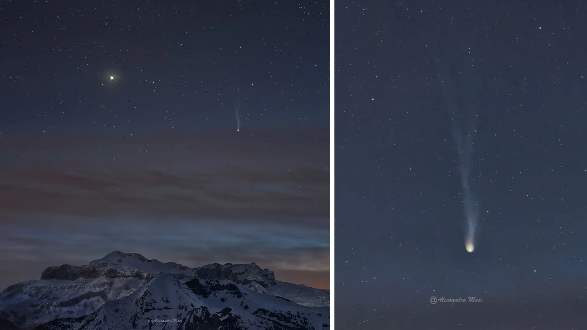 La cometa C/2025 A6 Lemmon: uno spettacolo celeste sulle Dolomiti immortalato da Alessandra Masi