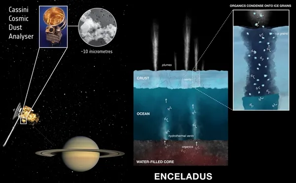 Encelado: Nuove Prove di Molecole Organiche Complesse Sotto il Ghiaccio della Luna di Saturno