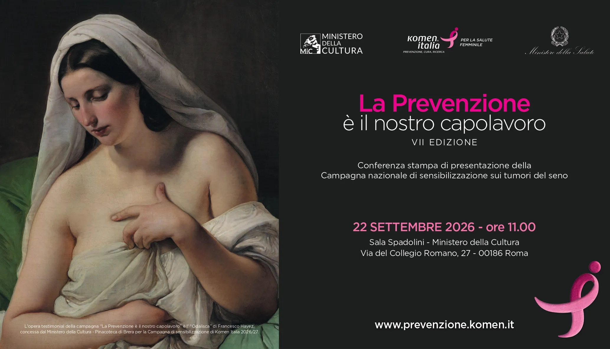 Komen 2026, il MiC e il Ministero della Salute presentano la VII edizione della campagna di prevenzione sui tumori al seno