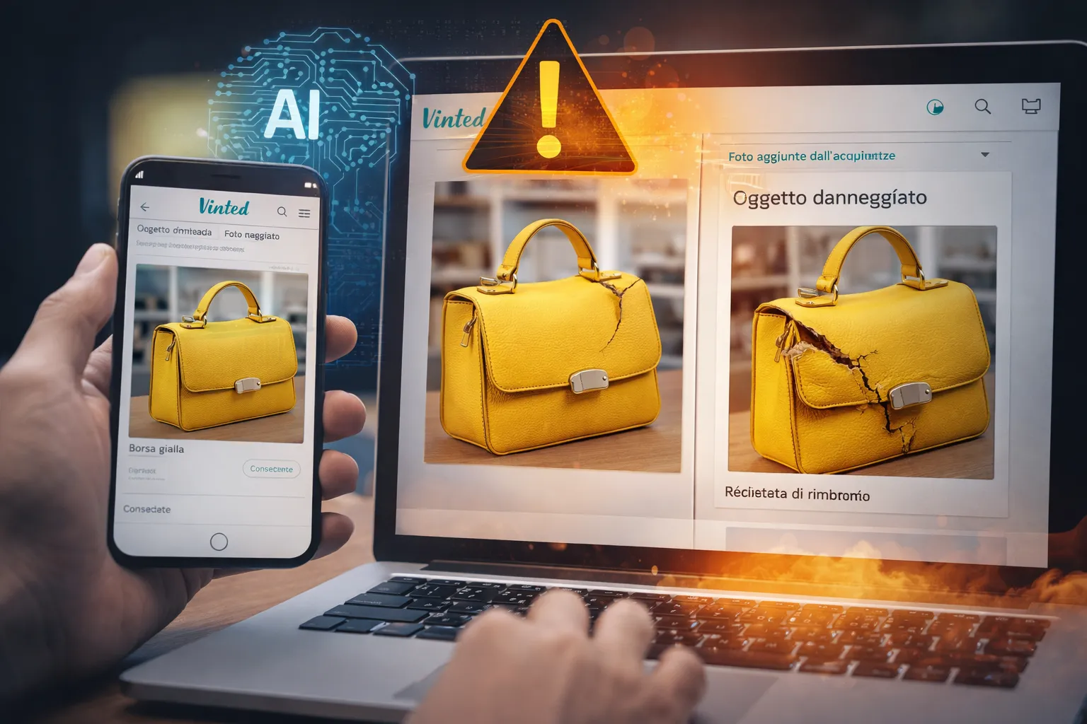 Truffa su Vinted con foto generate dall’AI: come funziona il raggiro degli oggetti danneggiati